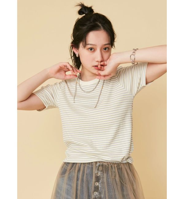 Ungrid「【WEB限定】コンパクトボーダーTee」|Tシャツ・カットソー|アイボリー