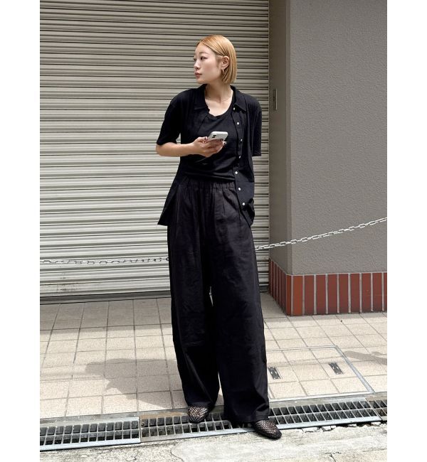 Ungrid「リネン混ハーフスリーブポロカーデ」|カーディガン|