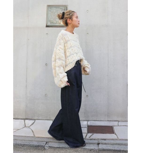 Ungrid「透かし編みデザインショートニット」|ニット・セーター|