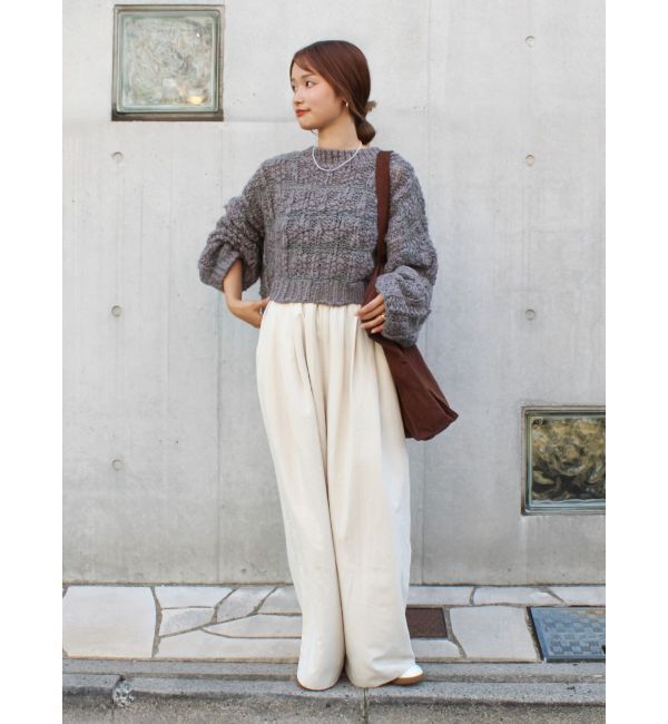 Ungrid「透かし編みデザインショートニット」|ニット・セーター|