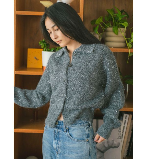 Ungrid「スパンコールポロニットカーディガン」|カーディガン|