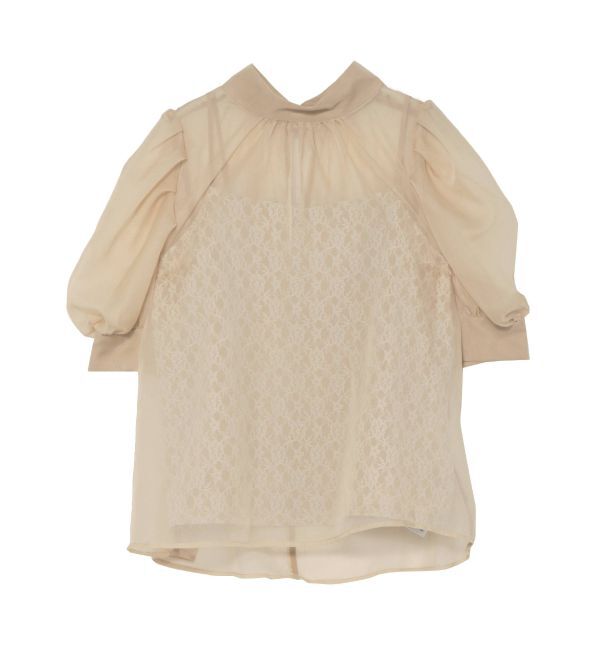 LAGUNAMOON「ハーフスリーブレースキャミシアーブラウス」|シャツ・ブラウス|ベージュ