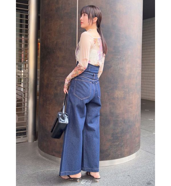 LAGUNAMOON「ハイウエストデニムバギーパンツ」|デニム|