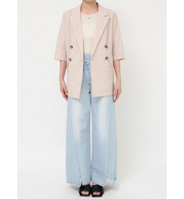 LAGUNAMOON「ベルトセットハーフスリーブジャケット」|テーラードジャケット|