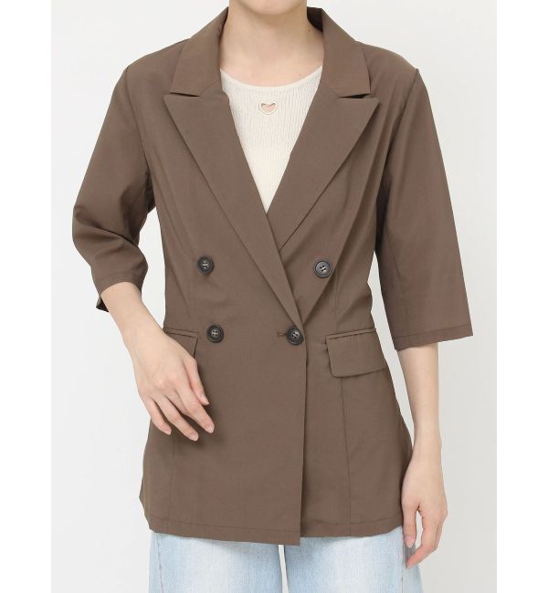 LAGUNAMOON「ベルトセットハーフスリーブジャケット」|テーラードジャケット|