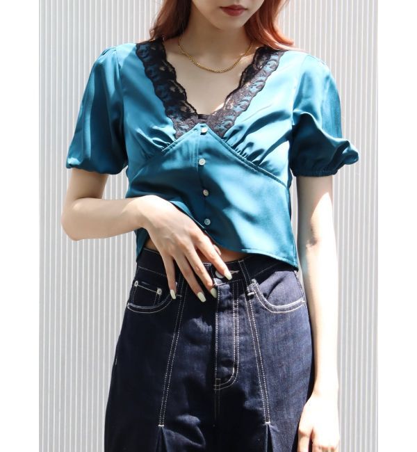 EVRIS「サテンレーストップス」|シャツ・ブラウス|