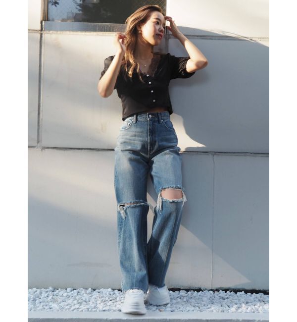 EVRIS「サテンレーストップス」|シャツ・ブラウス|