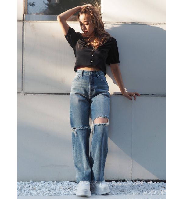 EVRIS「サテンレーストップス」|シャツ・ブラウス|