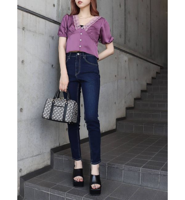 EVRIS「サテンレーストップス」|シャツ・ブラウス|