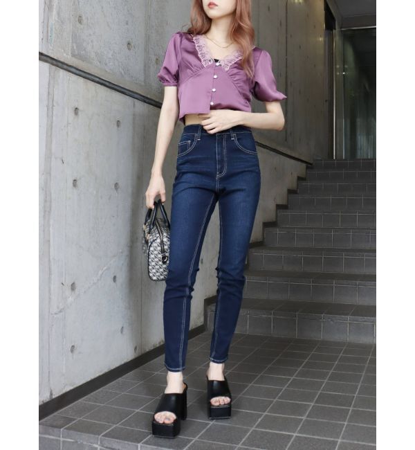 EVRIS「サテンレーストップス」|シャツ・ブラウス|