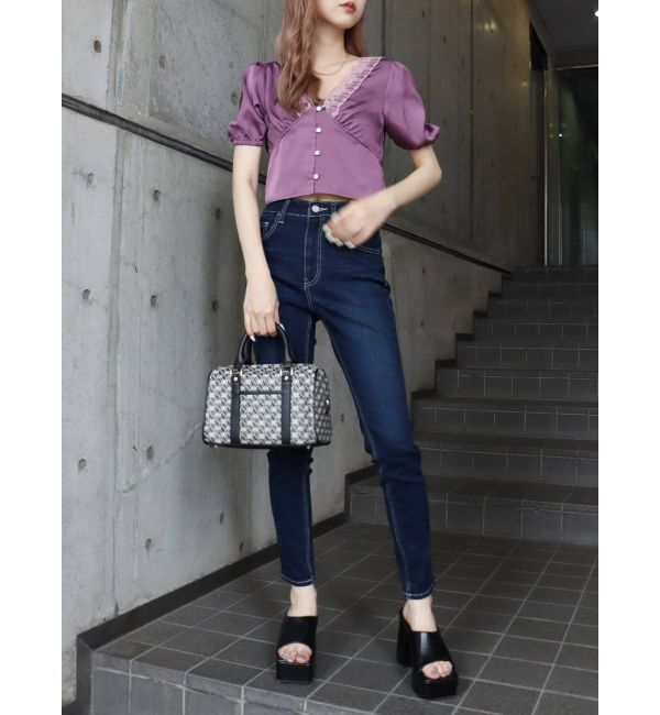 EVRIS「サテンレーストップス」|シャツ・ブラウス|