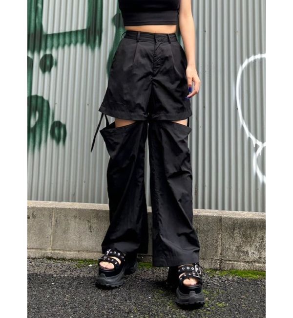 EVRIS「サイドオープン2WAYパンツ」|カーゴ|ブラック