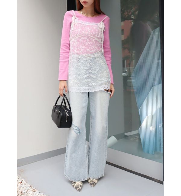 EVRIS「リボンキャミレースチュニック」|キャミソール|