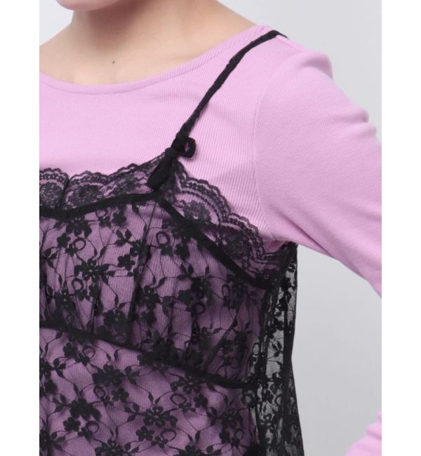 EVRIS「リボンキャミレースチュニック」|キャミソール|