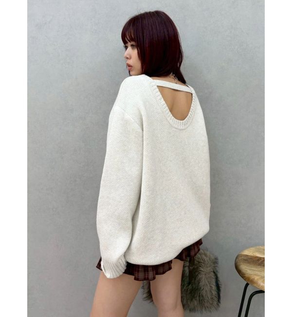 EVRIS「ワンポイントバックオープンニットトップス」|ニット・セーター|