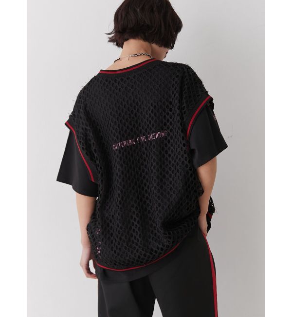 jouetie「Vネックメッシュチュニックベスト」|ベスト・ジレ|