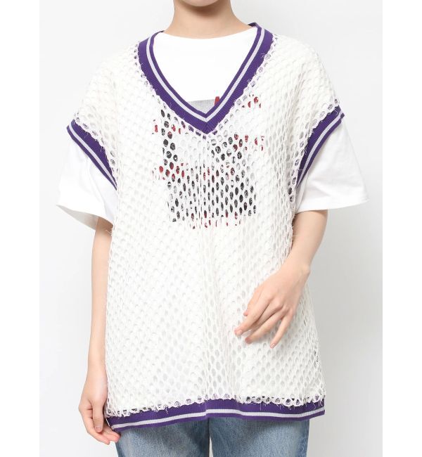 jouetie「Vネックメッシュチュニックベスト」|ベスト・ジレ|