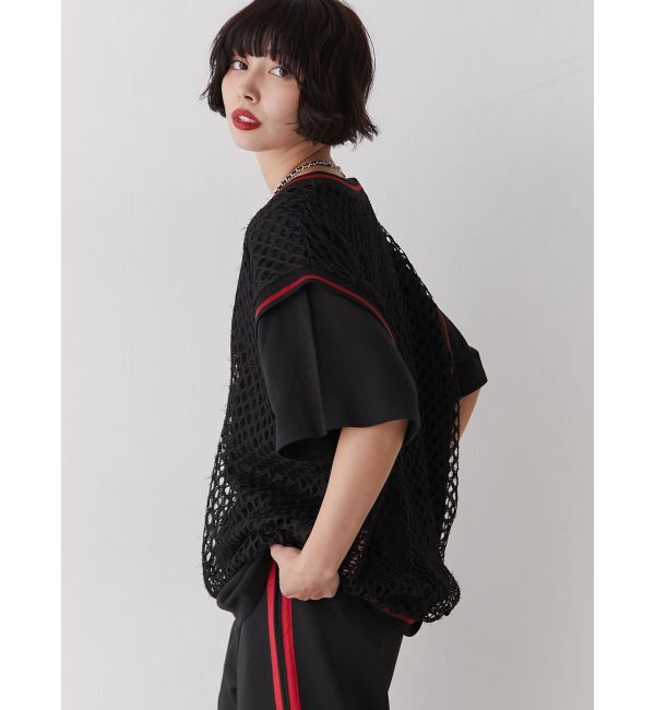 jouetie「Vネックメッシュチュニックベスト」|ベスト・ジレ|