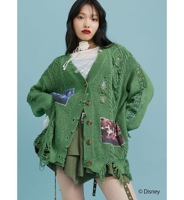 jouetie「【ディズニーコレクション】ダメージルーズニットカーデ」|カーディガン|