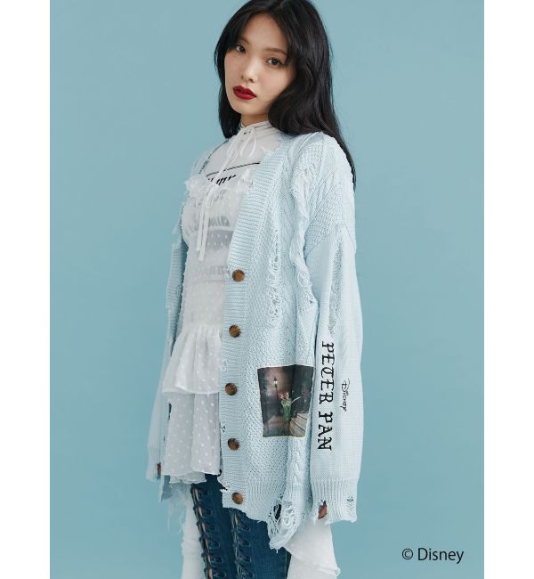 jouetie「【ディズニーコレクション】ダメージルーズニットカーデ」|カーディガン|
