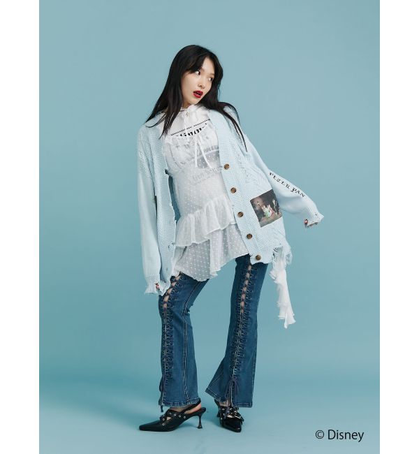 jouetie「【ディズニーコレクション】ダメージルーズニットカーデ」|カーディガン|