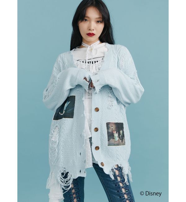 jouetie「【ディズニーコレクション】ダメージルーズニットカーデ」|カーディガン|