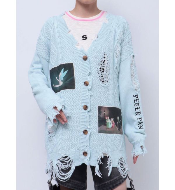 jouetie「【ディズニーコレクション】ダメージルーズニットカーデ」|カーディガン|
