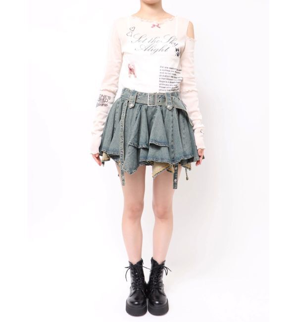 jouetie「アシメヘムデニムミニスカート【セットアップ対応】」|スカート|