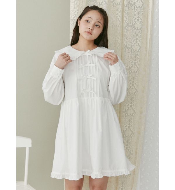 merry jenny「ピンタックリボンミニワンピース」|ワンピース|