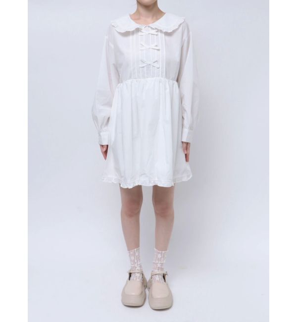 merry jenny「ピンタックリボンミニワンピース」|ワンピース|