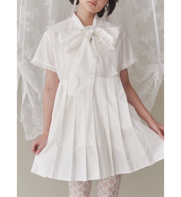 merry jenny「BIGリボンフリルカラーミニワンピース」|ワンピース|オフホワイト