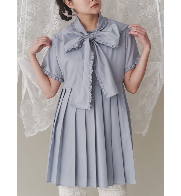 merry jenny「BIGリボンフリルカラーミニワンピース」|ワンピース|ブルー