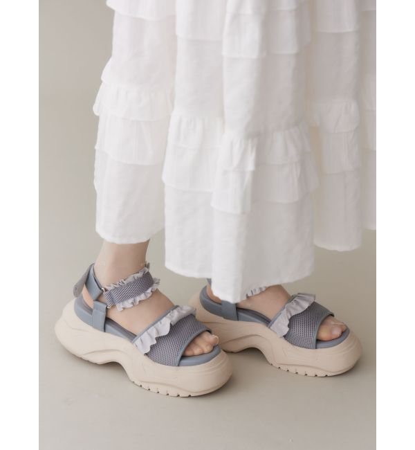 merry jenny「フリルメッシュスニーカーサンダル」|サンダル|ブルー