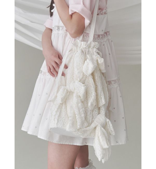 merry jenny「りぼんのレーストートバッグ」|トートバッグ|オフホワイト