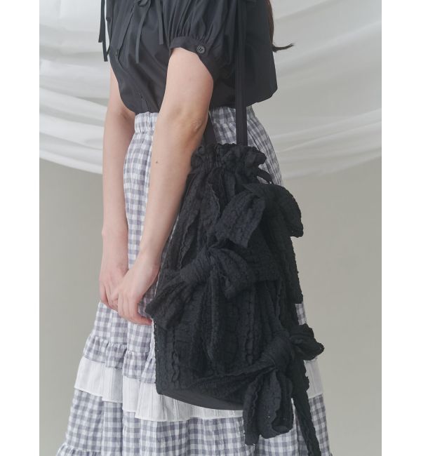 merry jenny「りぼんのレーストートバッグ」|トートバッグ|ブラック