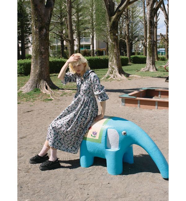 merry jenny「floralセーラーギャザーパフワンピース」|ワンピース|