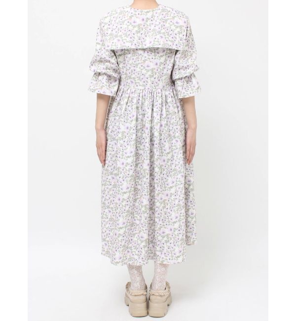 merry jenny「floralセーラーギャザーパフワンピース」|ワンピース|