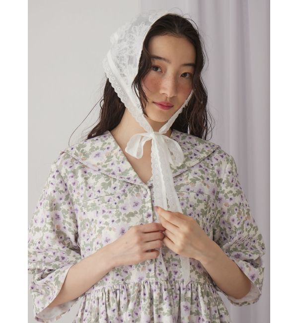 merry jenny「floralセーラーギャザーパフワンピース」|ワンピース|