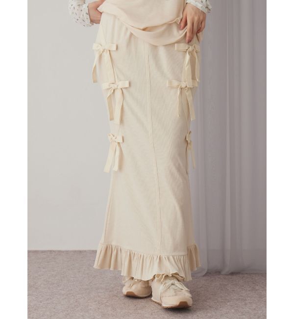 merry jenny「ribbon ribbonリブロングスカート」|スカート|アイボリー