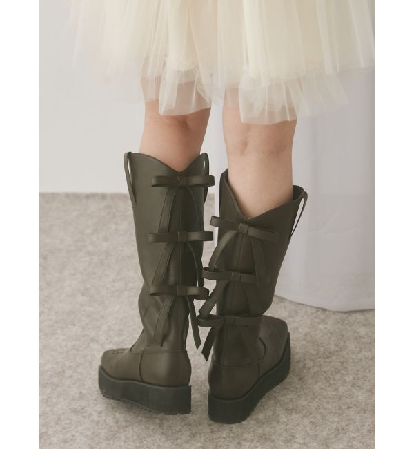 merry jenny「sweet ribbonウェスタンブーツ」|ロングブーツ|ブラウン