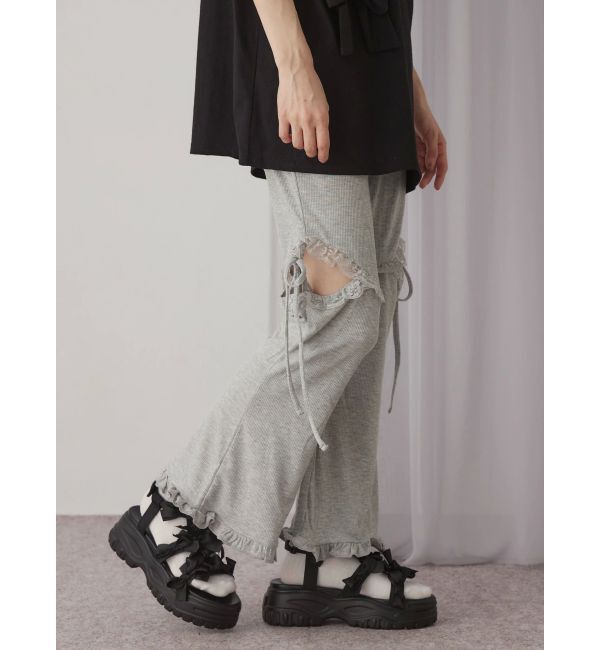 merry jenny「レースカットフリルリブパンツ」|その他|