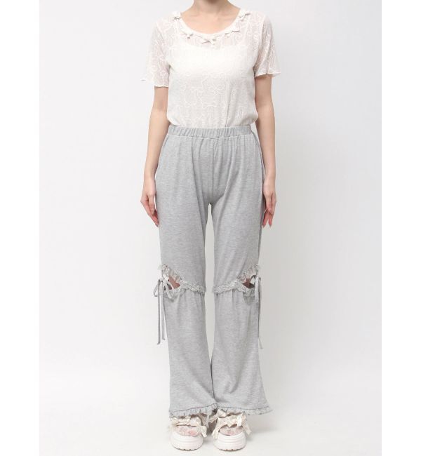merry jenny「レースカットフリルリブパンツ」|その他|