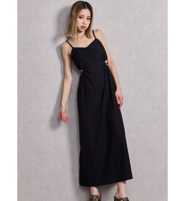 GYDA「SIDE OPEN BACK RIBBON LONGワンピース」|ワンピース|ブラック