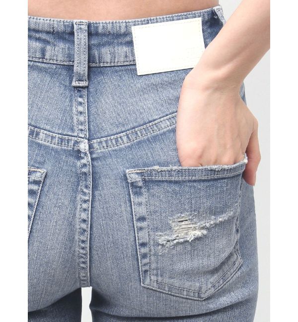 GYDA「ハイウエストcut out poketダメージスキニーデニムパンツ」|デニム|