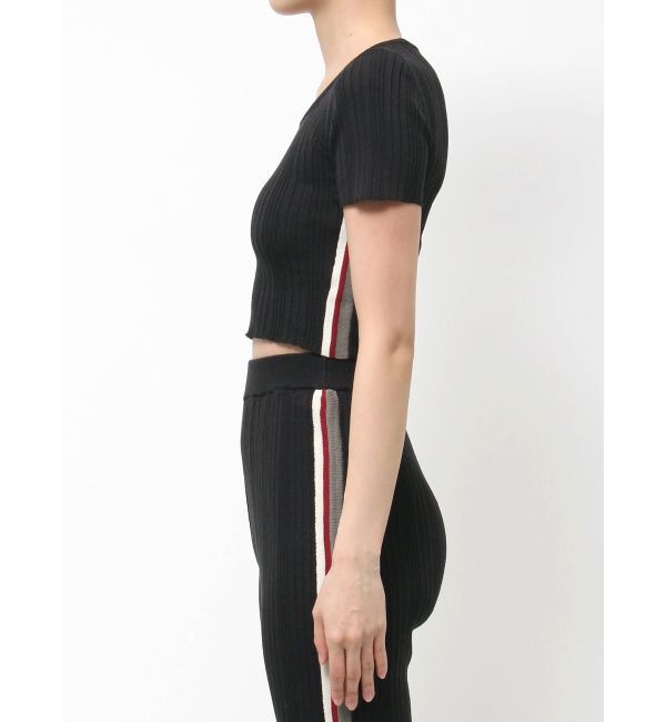 GYDA「サイドラインハーフスリーブニットトップス」|ニット・セーター|