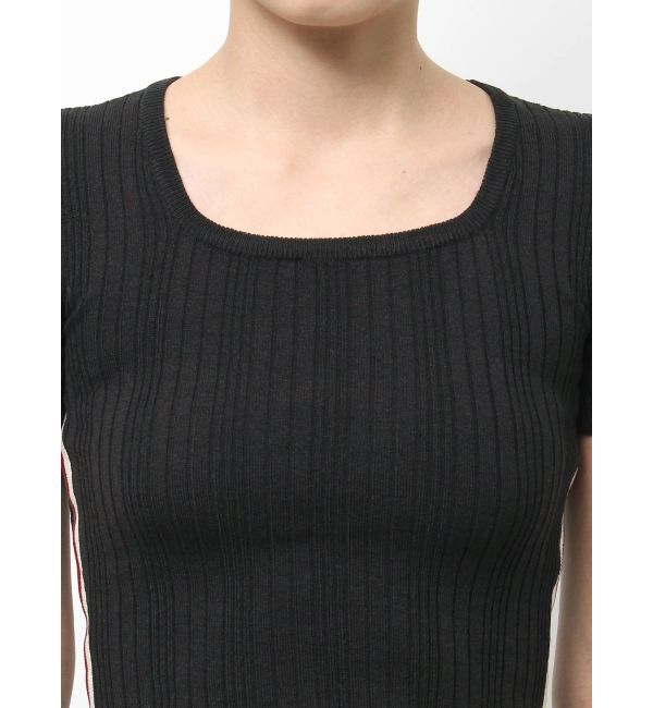 GYDA「サイドラインハーフスリーブニットトップス」|ニット・セーター|