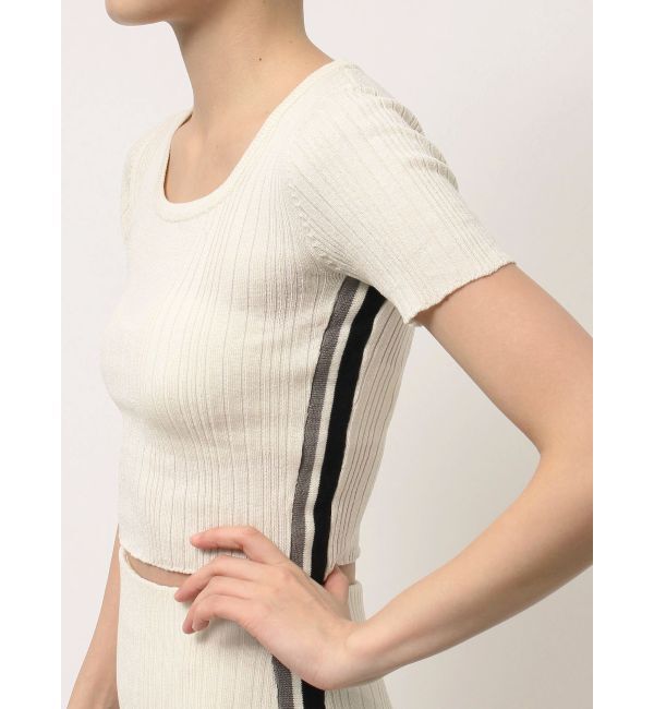 GYDA「サイドラインハーフスリーブニットトップス」|ニット・セーター|