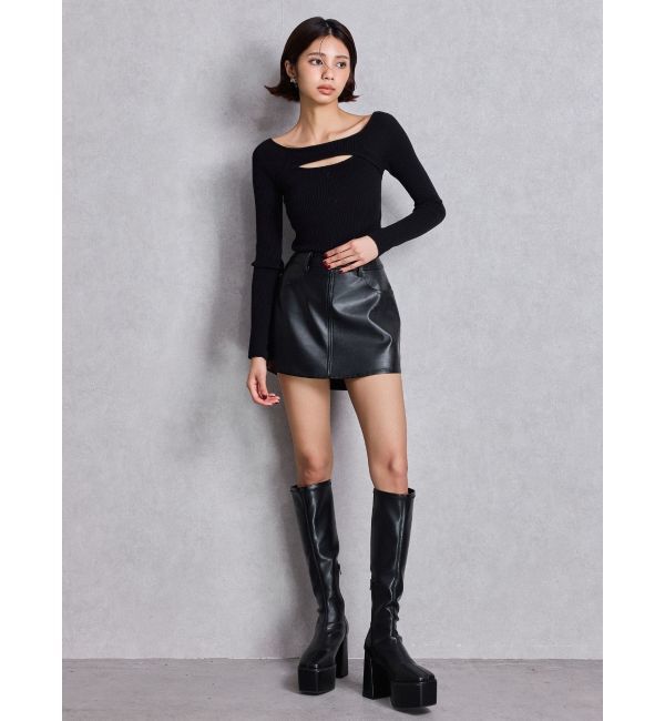 GYDA「FRONT OPENリブニットトップス」|ニット・セーター|