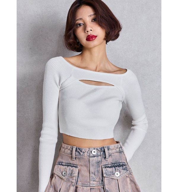 GYDA「FRONT OPENリブニットトップス」|ニット・セーター|