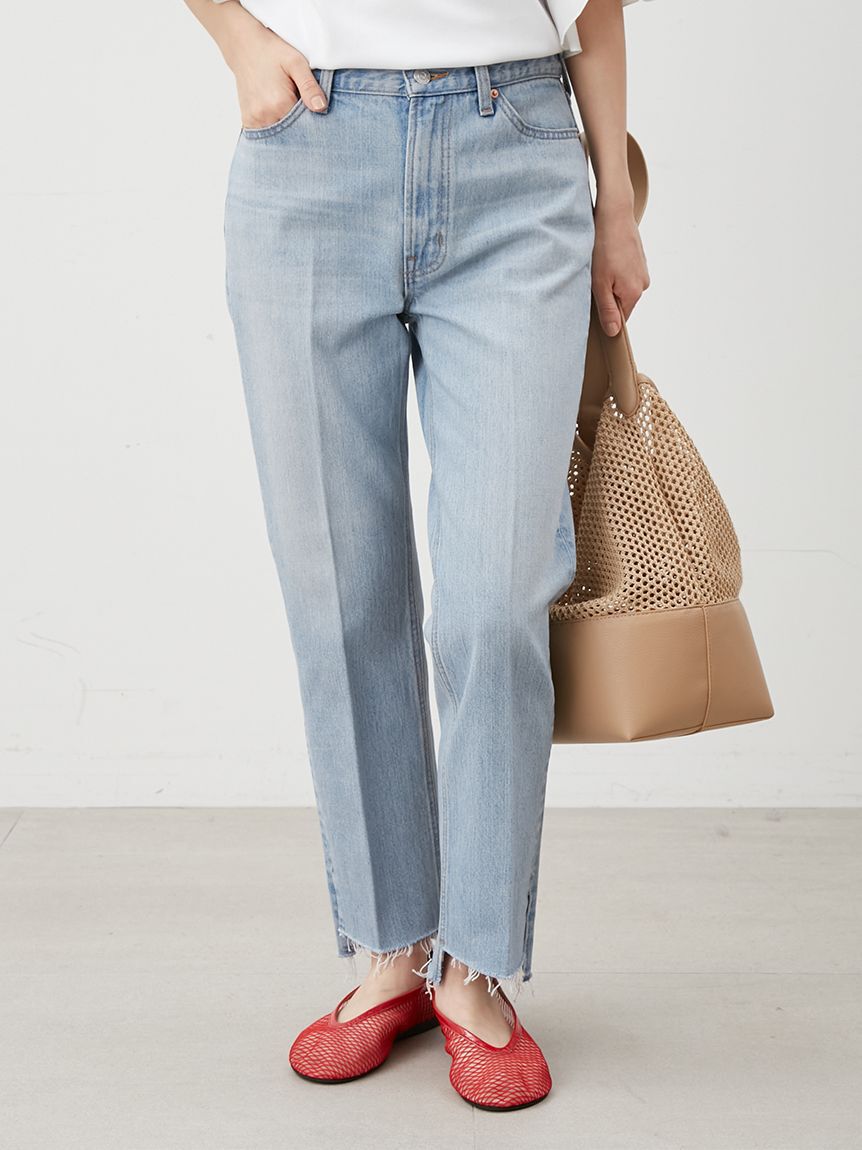 Mila Owen「裾段差テーパードデニムパンツ」|デニム|